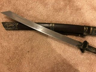 Large Chinese Sword.  Extremely Sharp Carbon Steel Blade.  Not A Fake Blade