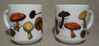 2 Vintage Mushroom Coffee Cups 1970 