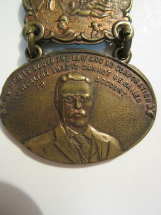 RARE Teddy Roosevelt Metal Watch FOB 1904 MUST VIEW PICS 2