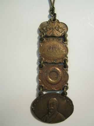 RARE Teddy Roosevelt Metal Watch FOB 1904 MUST VIEW PICS 5