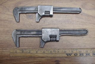 Old Tools,  2 Antique Adjustable Auto Wrenches,  Moore 10 " & Vlchek 11 ",  Xlint