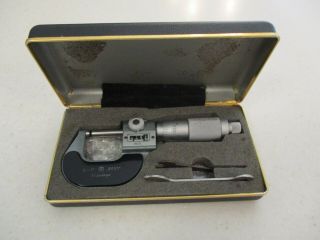 Tool Maker / Machinist Mitutoyo 0 - 1 Micrometer.  0001 " Spindle Lock,  Leather Box