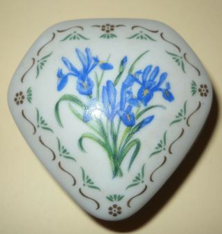 Daughters Of The American Revolution Limoges Porcelain Iris Trinket Box