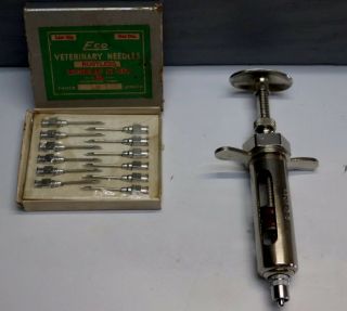 Vintage Becton Dickinson 10cc Syringe W/ 12.  - 18 Gauge X 1 " Needles
