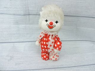 Vintage Clown Wind Up Doll Red White Moving Head It 