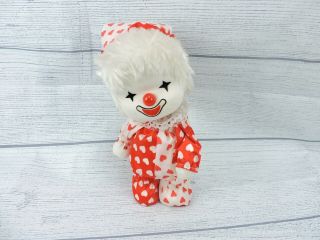 Vintage Clown Wind Up Doll Red White Moving Head It ' s A Small World Hearts 4