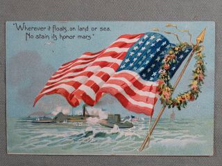 Vintage Patriotic Postcard,  Embossed,  Decoration Day,  American Flag,  Raphael Tuck,