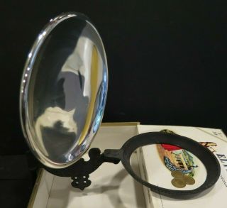 Antique Cast Iron Kerosene Oil Lamp Holder Wall Bracket Mercury Glass Reflector