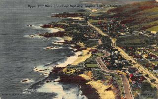 Linen Postcard Upper Cliff Drive & Coast Highway Laguna Beach,  California 115279