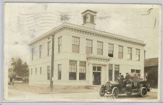 Vintage Grants Pass City Hall & Fire Station Rppc Real Photo Postcard