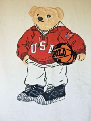 Vtg Ralph Lauren Polo Bear (66x34) Beach Towel Basketball Usa Polo Sport