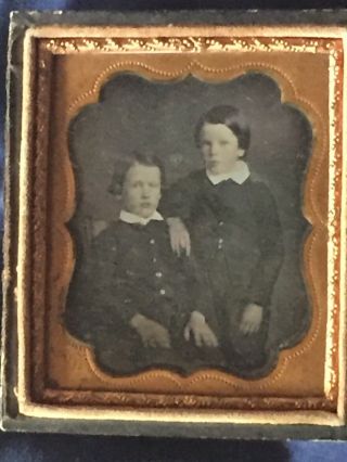 1/6 Plate Daguerreotype Of Two Young Boys