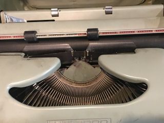 Vintage Hermes 3000 Portable Typewriter W/Case Seafoam Green 3