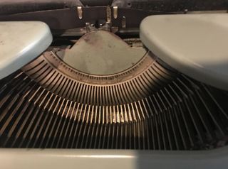Vintage Hermes 3000 Portable Typewriter W/Case Seafoam Green 4