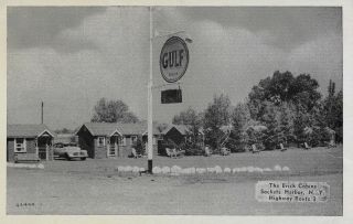 Brick Cabins Sackets Harbor Ny York Postcard,  Gulf Sign,  Highway 3,  Old Car