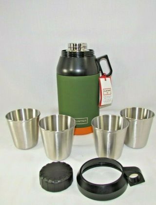 Hunter For Target Green Portable Drink Container Thermos & 4 Cups (m1)