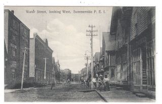 Water Street,  Looking West,  Summerside,  Pei,  Canada Vintage Postcard