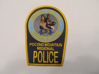 Pennsylvania Pocono Mountain Regional Police K - 9 Unit Patch
