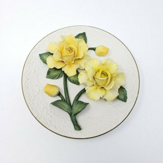 Yellow Roses Of Capodimonte Limited Edition Fine Porcelain Franklin Plate