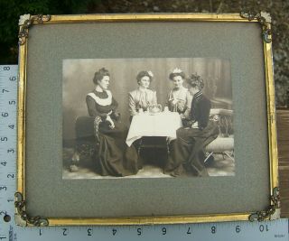 Victorian Cabinet Photograph 4 Ladies At Tea Frame