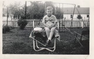 Birthday Boy Vintage Found Photo Bw Snapshot Cake 811 10