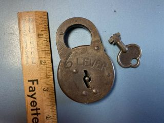 Vintage 6 Lever Lock Made In Usa With Key