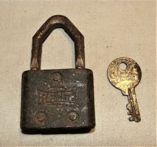 Antique Vintage Reese Padlock With Key Unique Removable Shackle