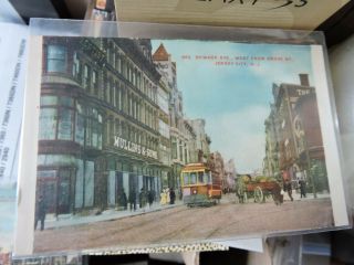 Rare 1909 Newark Avenue & Grove St.  Jersey City Nj Post Card Pc Trolley