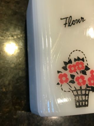 Vintage Tipp City USA Flower Milk Glass Set Salt Pepper Flour Sugar Shakers 3