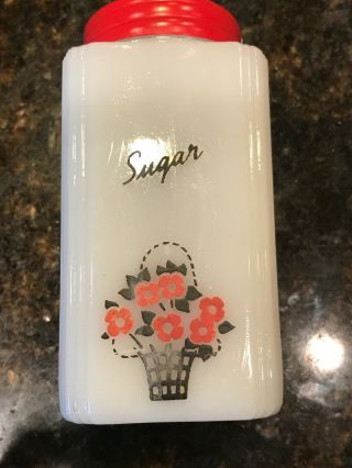 Vintage Tipp City USA Flower Milk Glass Set Salt Pepper Flour Sugar Shakers 4