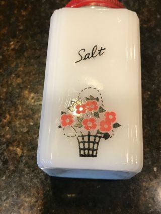 Vintage Tipp City USA Flower Milk Glass Set Salt Pepper Flour Sugar Shakers 5