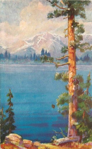 Artist 1920s Lake Tahoe California Mount Tallac Klezker Postcard 11995
