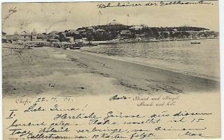 China 1901 Chefoo Beach And Hill Card German P.  O.  Tschifu 5pf Pair