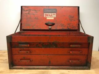 Vtg 40s 50s Snap On Toolbox Tool Box Chest Cabinet Mechanics Display 3 Drawer