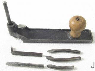 Most Unusual Vintage Router Plane With Asst.  Cutters It