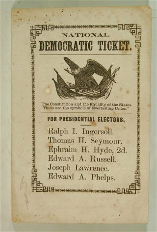 1860 John Breckinridge Illustrated Presidential Campaign Ballot From Connecticut