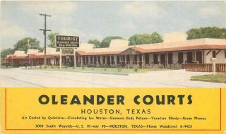 Oleander Courts Houston,  Tx Hi - Way 90 Roadside Motel Vintage Postcard Ca 1930s