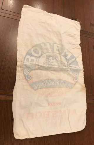 Antique Bohemia International Mill Flour Sack 17 X 32