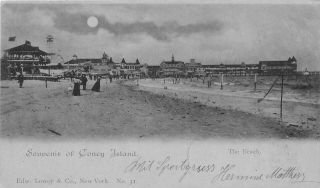 Partial Pre - 1900 Postmark On " Souvenir Of Coney Island " Private Mailing Postcard