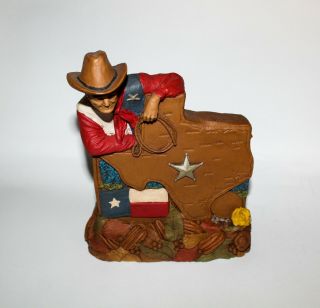 Tom Clark 1997 Texas State Artwork ☆ Remember The Alamo ☆ Gnome & Cowboy W/