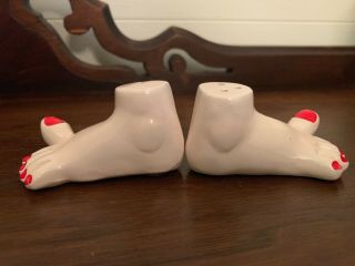 Vintage Bare Feet with Red Toenail Polish Salt and Pepper Shaker Set 3