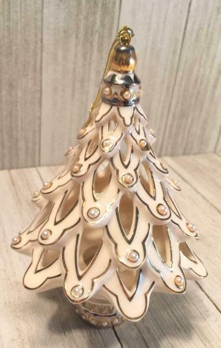 Collectible Lenox Christmas Tree Ornament W/ Pearl Embellishments 3