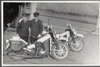 Vintage Photograph Ww11 W2 Military Police Mp Motorcycles Tokyo Japan Old Photo