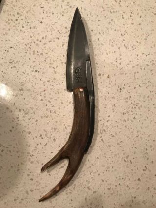 Civil War Era Hand - Made Burgon & Ball Deer Antler Handle Knife From The 1800 