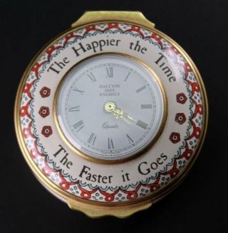 Rare Halcyon Days Enamels The Happier The Time The Faster It Goes Clock Trinket