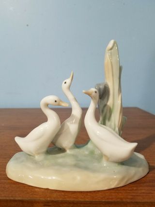 Figure: Nao By Lladro: Trio / Three Geese Porcelain By Juan Huerta Vtg 1970s