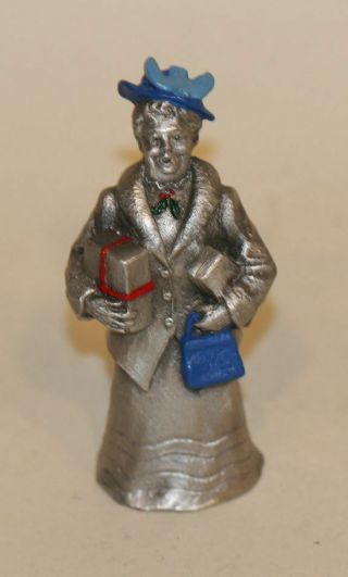 1987 Hudson Fine Pewter Winter Villagers Figurine Mrs.  Bosworth Packages 5244