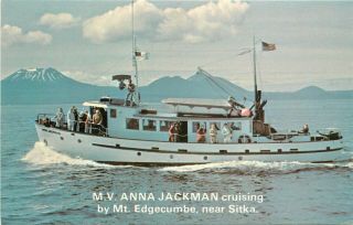Vintage Postcard Alaska Presbyterian Missionary Boat Anna Jackman Near Sitka Ak