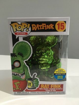 Rat Fink Green Chrome Funko Sdcc 2019 Official Sticker Toy Tokyo Le