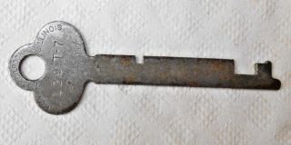 Vintage Old Collectable Flat Stamped Rockford Ill.  National Lock Co Key 129 - T - 7
